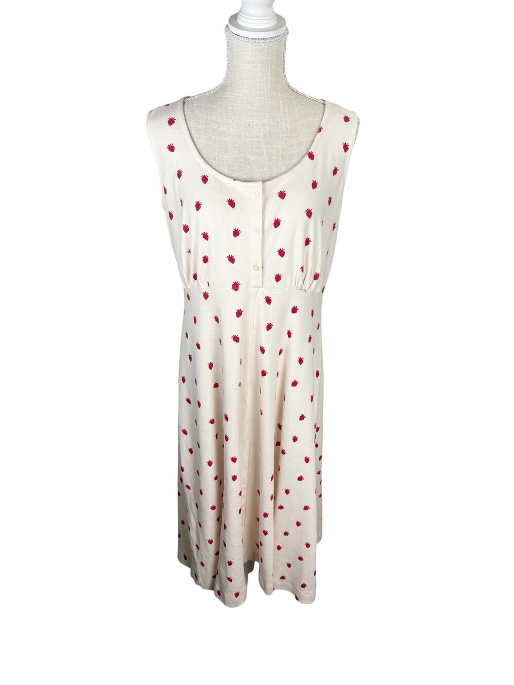 NWT Kate Quinn Ribbed Organic Cotton Midi Dress Women's Small Strawberry Print